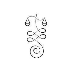 a line drawing of two balance scales on top of each other, with the letter s in the middle