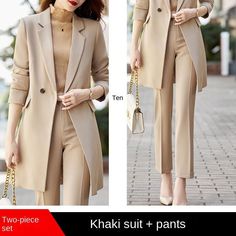 High End Office, Female Jacket, Elegant Blazers, Office Professional, Pant Suits, Stylish Work Outfits, Long Blazer, Business Suit, Blazer Fashion