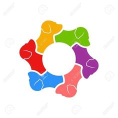 four colored hands holding each other in a circle on white background stock photo and royalty