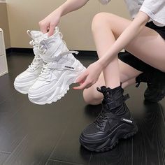 Color: White, Size: 37 Techwear Shoes, Sneaker High Heels, Plateau Sneaker, Platform Boots Chunky, Dance Sneakers, Luxury Designer Shoes, Casual High Heels, High Heel Sneakers, Chunky Shoes