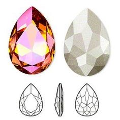 Faceted pear fancy rhinestone crystal astral pink foil back Hawaiian Tattoo, Jewelry Design Drawing