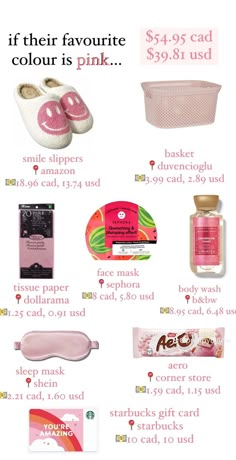 the contents of a pink purse and other items are shown in this advertment