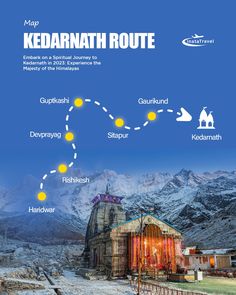 keadrnathyatra, kedarnathyatraroutemap Kedarnath Trip Plan, Kedarnath Illustration, Kedarnath Travel, Adiyogi Shiva Statue, Adiyogi Shiva, Travel India Beautiful Places, Travel Destinations In India, Travel Creative, Road Trip Map