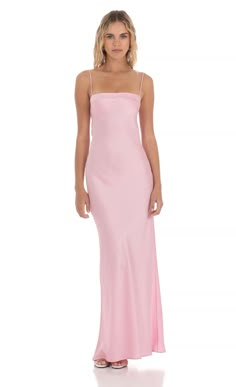 Satin Open Back Maxi Dress in Pink | LUCY IN THE SKY Long Satin Pink Dress, Pink Long Hoco Dress, Pink Hoco Dress Midi, Pink Patterned Bridesmaid Dresses, Pink And Orange Maxi Dress, Silk Pastel Bridesmaid Dresses, Pink Silk Maxi Dress, Pastel Pink Formal Dress, Sweet 16 Guest Dresses