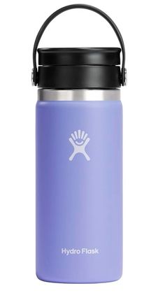 the hydro flask water bottle is shown in purple