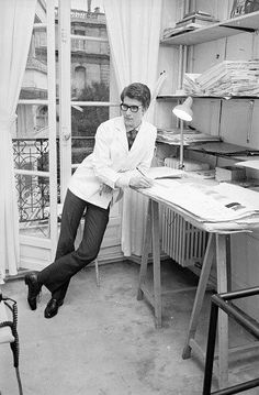 April 7, 1965: Yves Saint-Laurent, ex-wonder boy of Dior, working at his own fashion house in Paris. (Photo by Reg Lancaster/Express/Getty Images) As an authorized Getty Images Gallery partner, we offer premium quality prints scanned from the original negatives and plates from Getty’s darkroom. All photographic prints are accompanied by a Certificate of Authenticity from Getty Images Gallery. Open Edition Print - Uses a Resin modern printing process using resin-coated paper, which has a semi-mat Talitha Getty, Fashion Designers Names, Slim Aarons Poolside, Christian Dior Designer, Wonder Boys, St Laurent, Laetitia Casta, Slim Aarons, French Fashion Designers