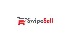 the logo for swipe sell is shown in red and black on a white background