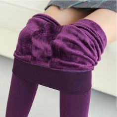 Purple / One-Size Women's Velvet Winter Pantyhose - skyjackerz