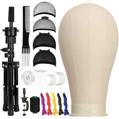 129 Piece 23 Inch Canvas Block Wig Head, Wig Stand Tripod With Head, Mannequin Head For Wigs, Manikin Head Block For Wigs Making Display With Wig Caps, T Pins C Bristle Brush Questions? Leave A Comment Below! Adjustable Mannequin, Head Mannequin, Manikin Head, Hair Blower, Wig Head, Hair Dryer Diffuser, Block Head, Head Stand, Straight Pins