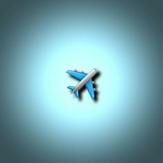 an airplane is flying in the sky on a blue background