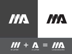 the letters m and a are made up of two different shapes, one is black and white