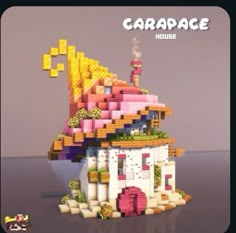 an image of a house made out of lego blocks and bricks with the words garage on it