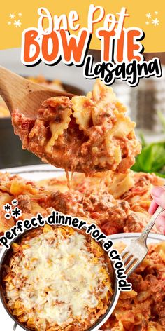 one pot bow tie lasagna recipe with pasta and cheese