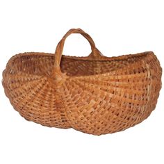 a woven basket is shown on a white background