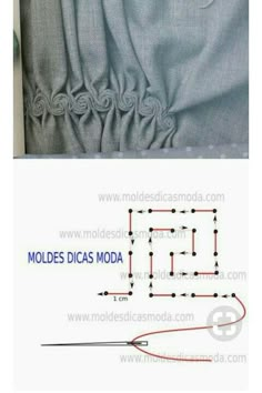 the diagram shows how to make a curtain with an iron rod and thread for sewing