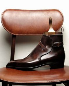 Handmade Dark Brown Leather Jodhpur Strap Ankle Boot on Storenvy Yohei Fukuda, Formal Boots, Boots Outfit Men, Quality Leather Boots, Jodhpur Boots, Mens Dress Boots, Gentleman Shoes, Custom Design Shoes, Bespoke Shoes