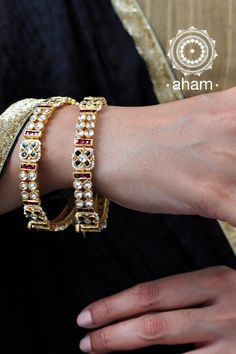 Classic and versatile gold polish kundan Kadas, handcrafted in 92.5 sterling silver. Must have for piece for weddings and occasions. 

The price is for 2 piece kada only.  Comes as a pair. #ahamjewellery #silverjewellery #925silver #goldpolish #weddingcollection #goldonsilver #indiansilverjewellery #ethnicjewellery #traditionalindianjewellery #jaipur #everydaystyle #giftsforher #womanfashion #kundanwork #goldplated #goldplatedjewelry #kundanjewellery #goldplatedsilverjewelry