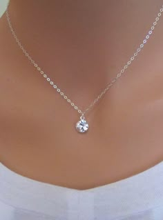 Clear Swarovski Drop Sterling Silver Necklace by RoyalGoldGifts, $21.00 قلادات متدلية, Swarovski Jewelry, Diy Schmuck, Unique Necklaces, Sterling Silver Necklace, A Necklace, Necklace Designs, Cute Jewelry, Diamond Pendant