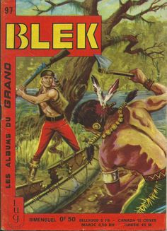 an old comic book cover with a man in the woods