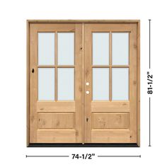 Glass Front Door Farmhouse, Wood Tone Front Door, Farmhouse Double Front Door, Wood French Doors Exterior, White Oak Front Doors, Double Door Front Door, Double Wood Front Doors, Front Door Solid, Outdoor French Doors