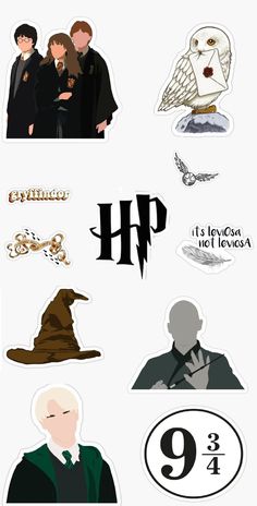 harry potter stickers are shown in this image