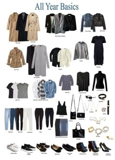 All Year Basics, Capsule Wardrobe Women, Classic Capsule Wardrobe, Tracker Ideas, Essentials List