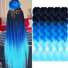 PRICES MAY VARY. ★【Hairstyle】24” Ombre Braiding Hair for Braiding Blue Braid Hair Synthetic Braiding Hair Ombre Blue Braiding Hair Blue Hair Extensions ★【Material】Soft Synthetic Ombre Braiding Hair, Beautiful Ombre Color Braiding Hair Suitable for Box Braids, Senegal Twist, Crochet Hair, African Twist Hair etc ★【Advantage】No Smell, Soft, Durable, No Shedding, Healthy, Light, Comfortable Ombre Braiding Hair. Easy to Braids Ombre Braiding Hair with Ombre Colors ★【Length & Weight】24Inch, 100g/Piece Synthetic Braids, Jumbo Braiding Hair, Ombre Braid, Yaki Hair, Braiding Hair Extensions, Natural African American Hairstyles, Kanekalon Hairstyles, Jumbo Box Braids, Hair Gray