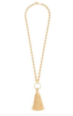 Luxuriate in pomp and finery with this exquisite Long Beaded Tassel Necklace. Crafted from 18K gold-plating and a circle charm, its delicate beadwork adds a majestic air to your ensemble. Finished with a shimmering tassel drop, it will imbue your look with an aura of haute sophistication. -Toggle Closure -Triple-Plated -Hypoallergenic -Length 35" -Tassel 4.5" Gold Tassel Necklace, Beaded Tassel Necklace, Gold Long Necklace, Modern Necklaces, A Circle, Gold Plating, Jewelry Care, Long Necklace, Tassel Necklace