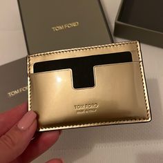 Tom Ford Metallic Gold Leather Card Holder Wallet New With The Box Leather Card Holder Wallet, Leather Card Case, Leather Card Holder, Card Holder Wallet, Card Holder Leather, Gold Leather, Metallic Gold, The Box, Tom Ford