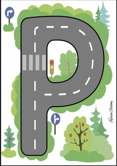 the letter p is made up of roads and trees