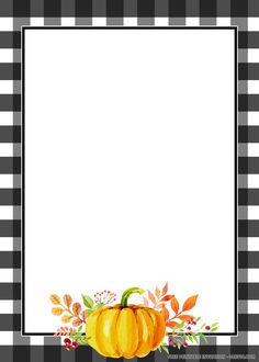 a black and white checkered background with a pumpkin