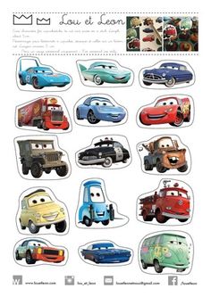 cars and trucks are shown in this disney - pixar sticker sheet book