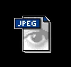 an eye looking through a magnifying glass with the word jpeg on it