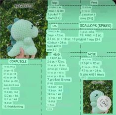 the instructions for how to make a crocheted stuffed animal with numbers on it