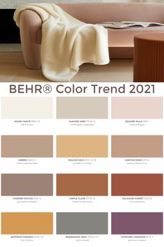 the color scheme for behrr's color trend 2012 is shown in shades of brown