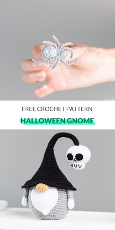 a crochet halloween gnome hat with a free pattern and instructions to make it