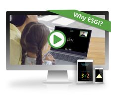 a laptop, phone and tablet with the text why esg? on it next to an image of a child