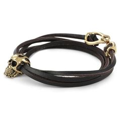 Skull Wrap Bracelet - Bronze Flaming Skull Leather Bracelet Flying Pig Earrings, Flaming Skull, Bone Ring, Anatomical Heart, Skull Jewelry, Leather Wrap Bracelet, Lovely Jewellery, Leather Wraps, Jewelry Pouch