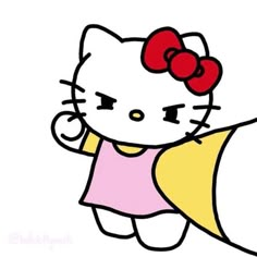 an image of a hello kitty with a bow on it's head and arms