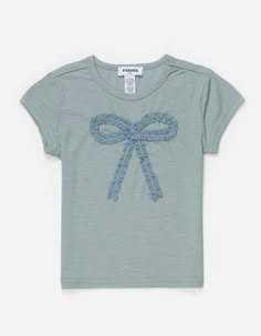 Rsq Bow Tee. Rib Knit Construction. Large Bow Detail On Front. Crew Neck. Short Sleeve. 50% Rayon 45% Polyester 5% Spandex. Hand Wash. Imported. | Rsq Girls Bow Tee