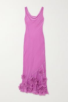 Saloni's 'Asher' dress exudes the "elegant femininity" that has been so central to the brand since it started 13 years ago. Made from plush lavender velvet and cut on the bias to skim your figure, it has a '90s-inspired cowl neckline and appliquéd georgette blooms at the hem. Midi Dress Elegant, Velvet Midi Dress, Guest Attire, Wedding Attire Guest, Cowl Neckline, Cocktail Party Dress, Pink Midi Dress, Guest Outfit, Fancy Dresses