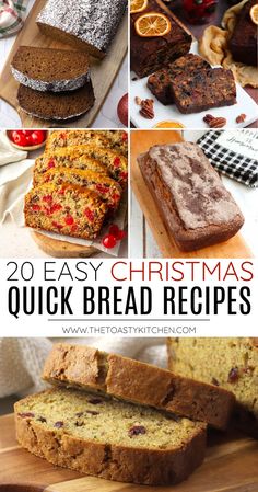 20 easy Christmas quick breads, a recipe roundup by The Toasty Kitchen. Looking for an easy, reliable, and unique quick bread recipe for the holidays? Today I'm sharing 20 easy Christmas quick breads that are perfect for sharing and gifting! #quickbreads #christmas #quickbread #bread #breadloaf Christmas Quick Breads, Flavored Bread, Christmas Bread Recipes, Bread Gifts, Cherry Bread, Quick Bread Recipes Easy, Quick Bread Recipe, Best Christmas Desserts, Holiday Bread