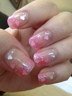 Valentines Nail Art Designs, Fingernail Designs, Valentine Nail Art, Holiday Nail Designs, Nail Designs Valentines, White Hearts, Nail Art Ideas, Manicure Y Pedicure