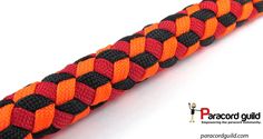 an orange, black and red paracord cord on a white background with the words paracord guide written below it