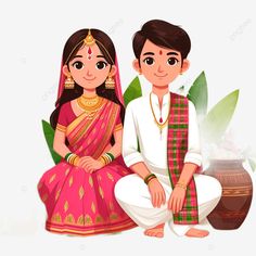 Couple Indian, Ganpati Invitation Card, Bride Ceremony, Traditional Couple, Indian Invitation Cards, Wedding Couple Cartoon