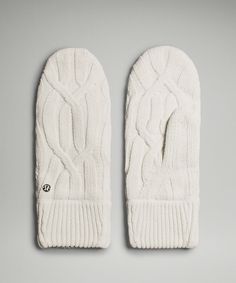 Aaaahhhh. Thick, Plushy, And Oh-So-Soft, These Cozy Fleece-Lined Mittens Are Self-Care You Can Wear. Designed For Casual. Foldover Hood Lets You Stay Warm While Checking Your Phone. | Women's Cable-Knit Fleece-Lined Mittens Cable Knit Mittens, Running Gloves, Fleece Gloves, Xmas Ideas, Knit Mittens, Christmas 2024, Knitting Women, Womens Gloves, Mitten Gloves