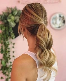 Ponytail For Formal Event, Bridesmaids Hair Ponytail, Bridal Hairstyle Ponytail, Low Pony Wedding Hairstyles, Low Pony Hairstyles Wedding, Bridesmaid Hair Updo Ponytail, Hollywood Waves Ponytail, Bridesmaid Low Ponytail, One Shoulder Hairstyles