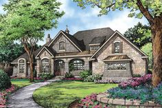 this is an artist's rendering of the front elevation of these european house plans