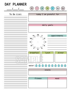 a printable planner is shown with the words, days and times to do list