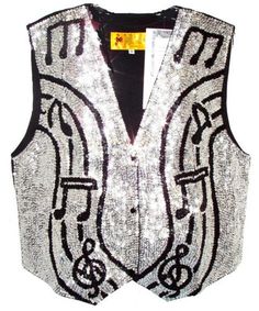 This sequin vest is handmade, high quality, original design and beautiful. Sequin vests are suitable for party,  events or any occasional use. All sequin vests close with snaps in the front and the back is solid black with a strap to adjust the vest to your desired fit. Sequin Vest, Beret Style, Kids Vest, Fall Staples, Party Events, Black Music, Vest Outfits, Silver Stars, Music Notes